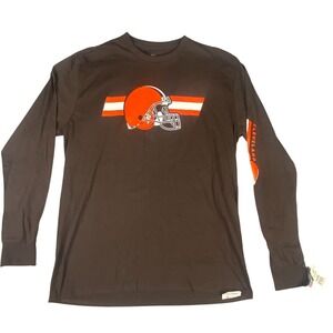 Majestic CLEVELAND BROWNS Logo Football‎ Brown T-Shirt Size Large L NWT NEW